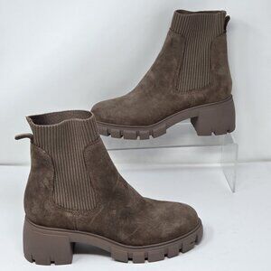 Steve Madden Suede Chelsea Boots Womens 8.5 Lug Brown Hutch Combat 90s Grunge